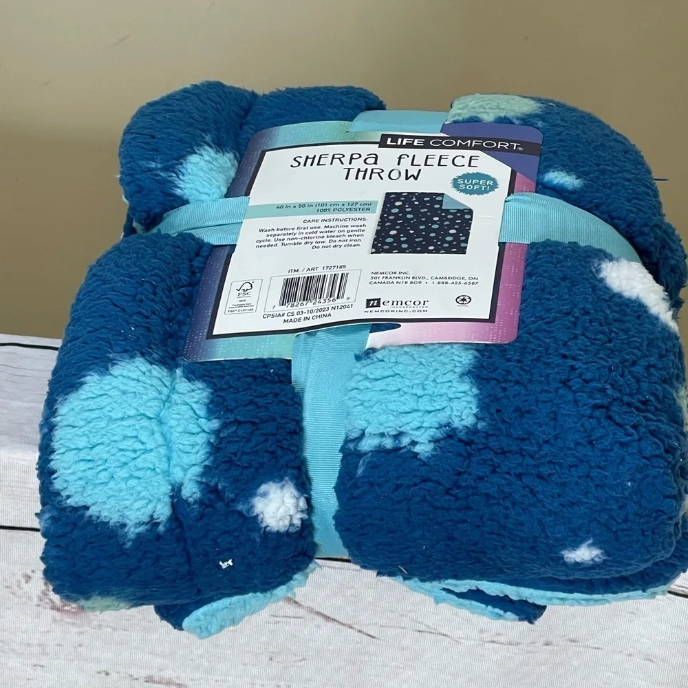 Sherpa Fleece Throw - Blue